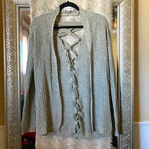 NWT XS Green gray marled cardigan